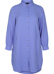 Lang bomullsskjorte med en klassisk krage, Ultramarine