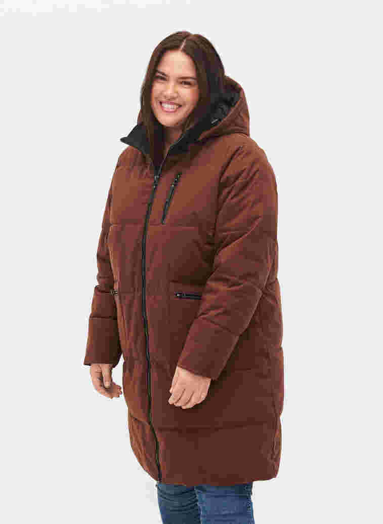 Vinterjakke med avtagbar hette, Friar Brown, Model image number 0