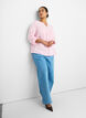 Bluse i bomullsmuslin med broderie anglaise, Rosa, Model image number 3