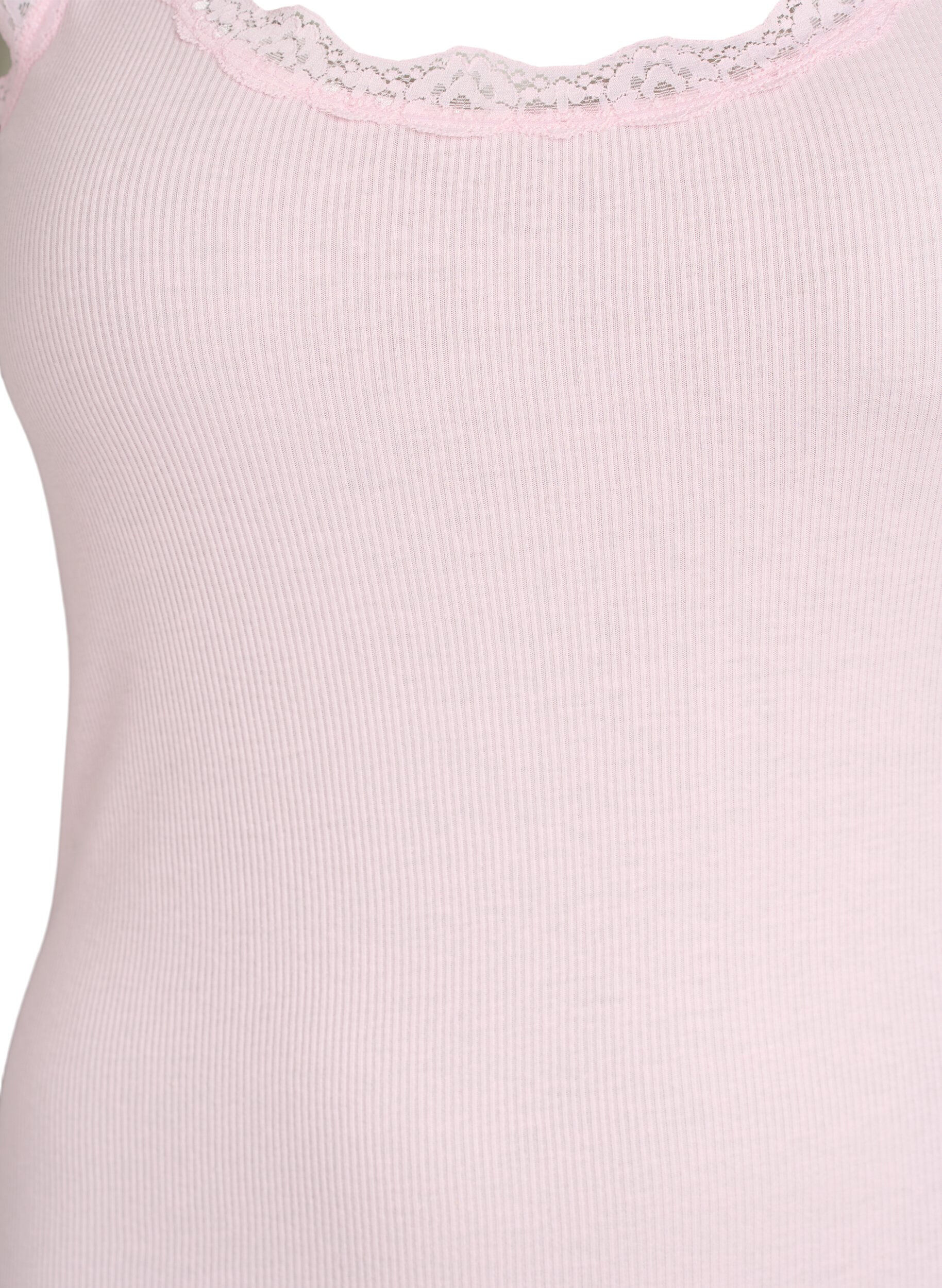 Zizzi Topp med blondekant, Rosa, Packshot image number 2