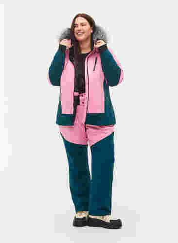 Skijakke med avtagbar hette, Sea Pink Comb, Model image number 4