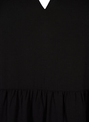 Kortermet kjole med A-lineskåret snitt og snittlinjer, Black, Packshot image number 2