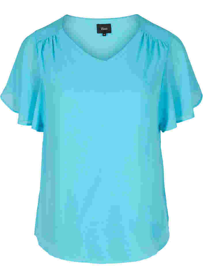Bluse med korte ermer, River Blue, Packshot image number 0