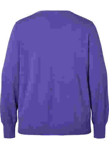 Ensfarget strikkegenser med ribbedetaljer, Purple Opulence Mel., Packshot image number 1