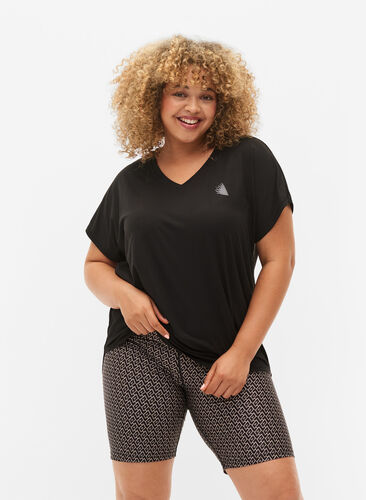 Mønstret treningsshorts, Black w. Text Print, Model image number 2