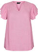 Bluse i viskose og lin med volangermer, Rosa, Packshot image number 0
