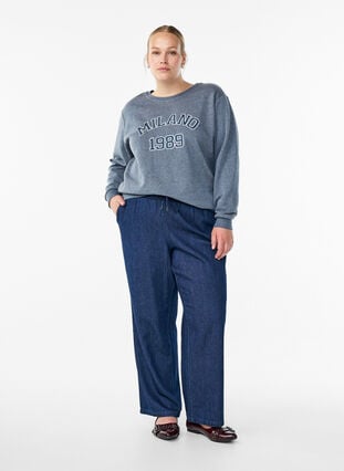 Zizzi Genser med brodert Milan-motiv, Grå, Model image number 1