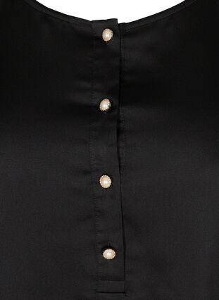 Langermet bluse med feminine knapper, Black, Packshot image number 2