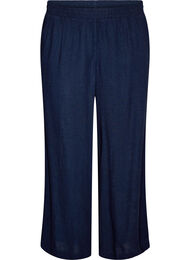 Bukser med vide ben i lin og viskose, Bl&aring;