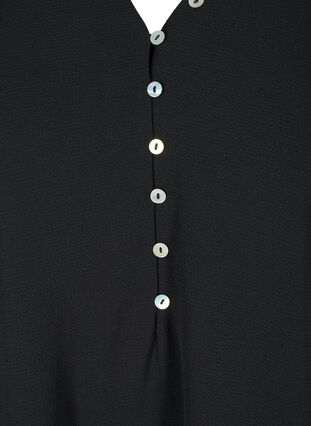 Bluse med V-hals og knappedetaljer, Black, Packshot image number 2