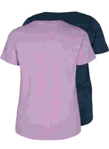 Basis T-skjorter i bomull 2 stk., Paisley Purple/Navy, Packshot image number 1