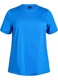 Basic T-skjorte i bomull med rund hals, Strong Blue
