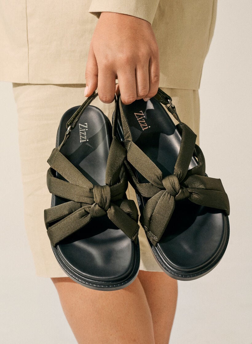 Wide fit - Sandal med knutedetalj, Gr&oslash;nn, Image image number 0
