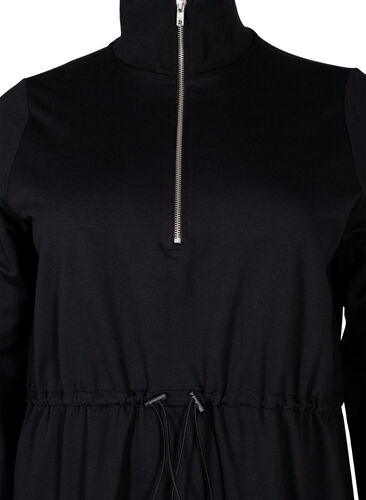 Kjole med glidelås og knyting, Black, Packshot image number 2