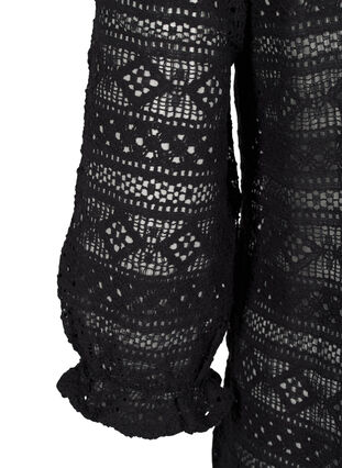 Zizzi Bluse med hullmønster og 3/4-ermer, Svart, Packshot image number 3