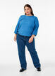 Bluse med tekstur og 3/4 ermer, Bl&aring;, Model image number 1