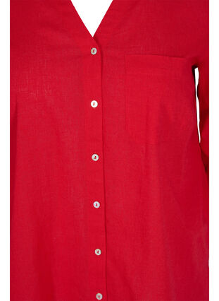 Bluse med 3/4-ermer og knapper, Chinese Red, Packshot image number 2