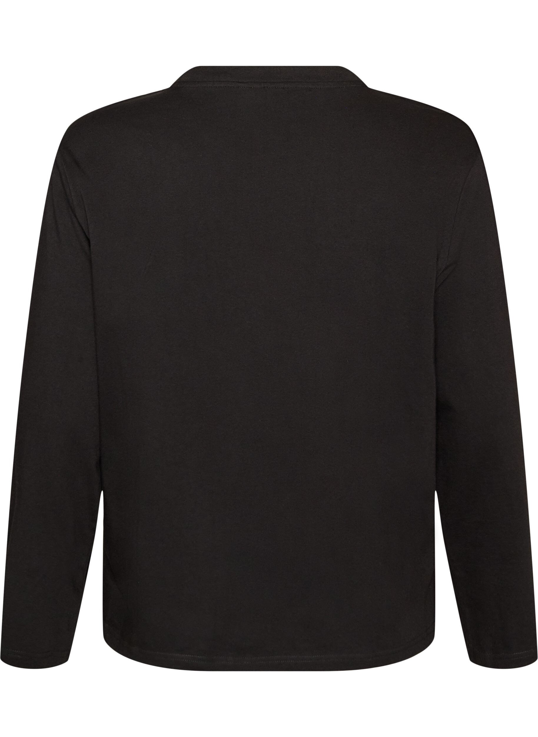 ZizziBasis T-skjorte med lange ermer, Svart, Packshot image number 1