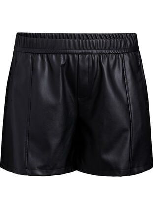 Zizzi Loose fit imitert skinnshorts med elastisk linning, Black, Packshot image number 0