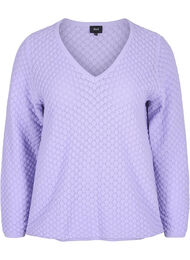 Mønstrete strikkegenser med V-hals, Lavender