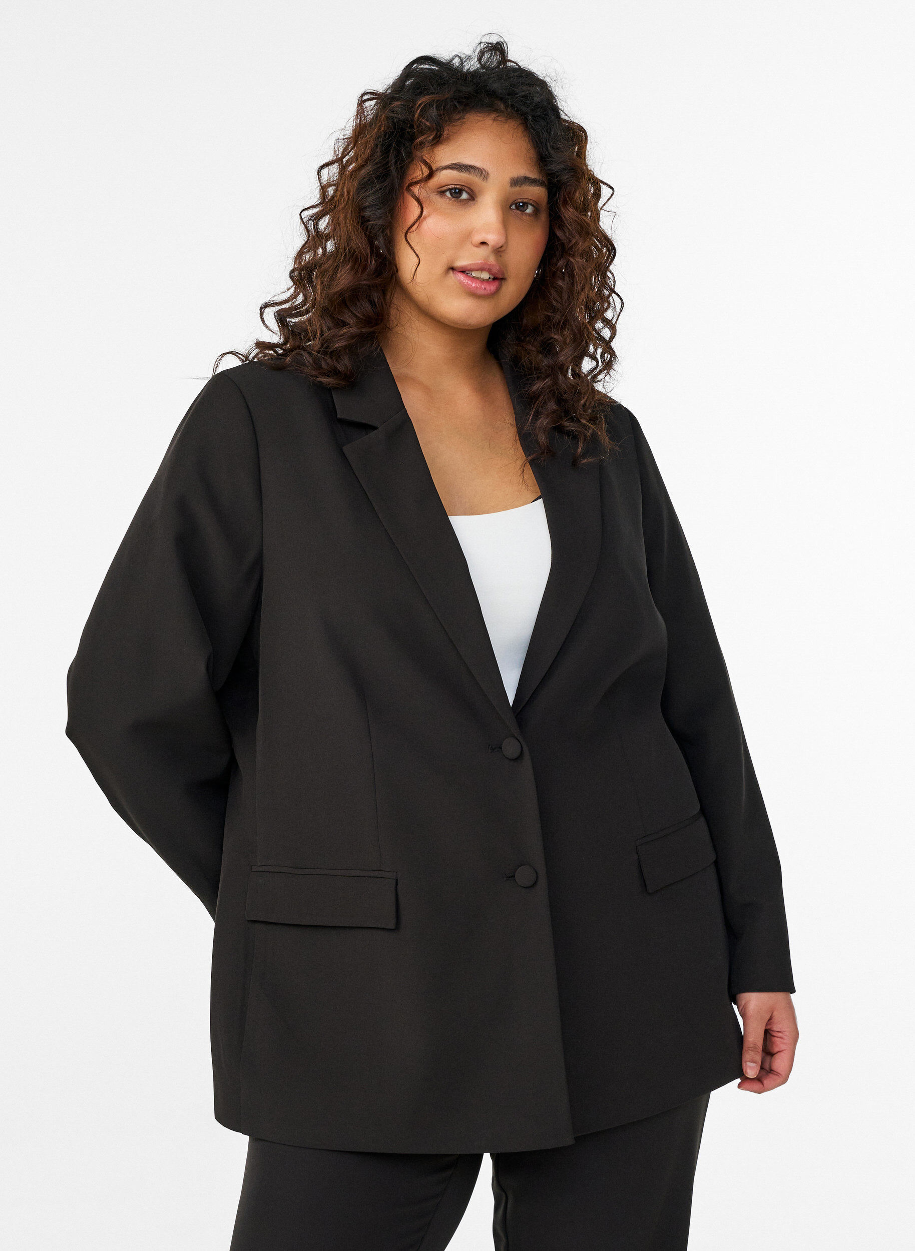 Klassisk blazer med knappelukking, Svart, Model