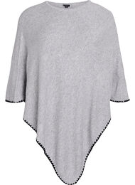 Finstrikket poncho, Light Grey Melange