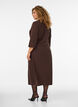 Jerseykjole med drapering og dekorativ spenne, Brun, Model image number 1