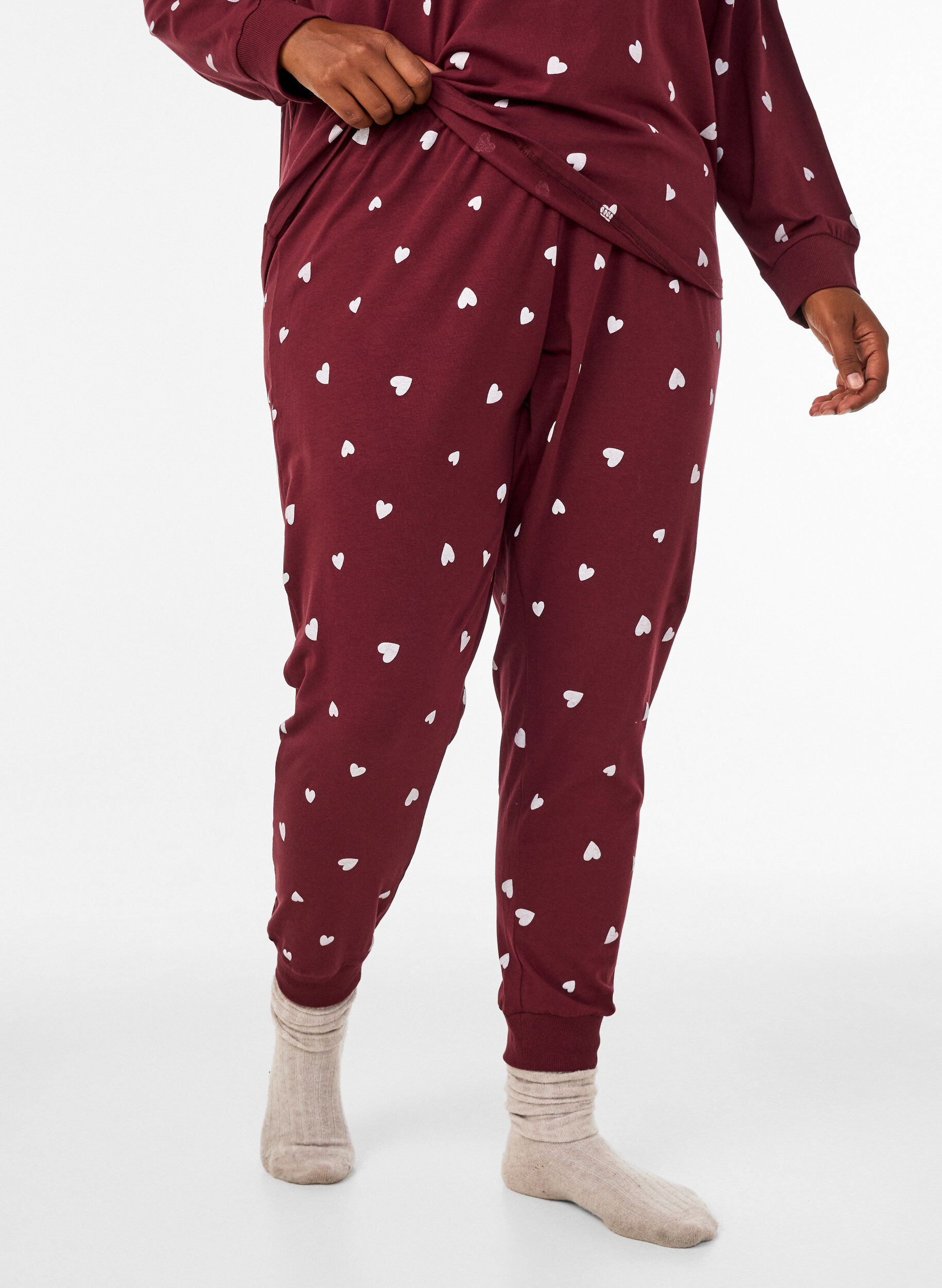 ZizziPyjamasbukser med trykk, R&oslash;d, Model image number 2