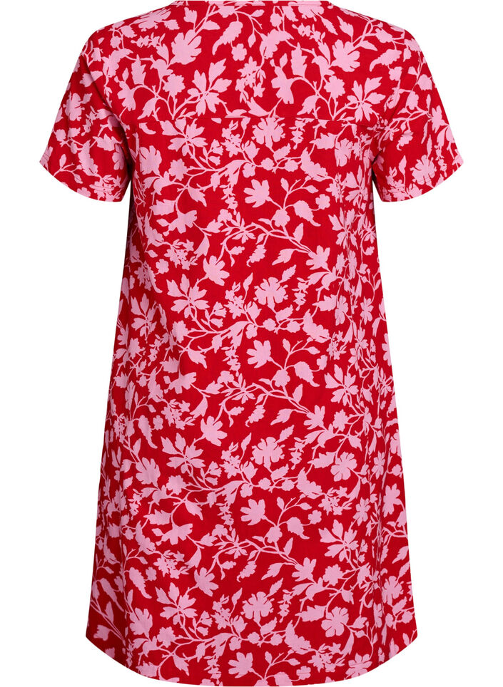 Kort A-linje kjole med blomstertrykk, R&oslash;d, Packshot image number 1