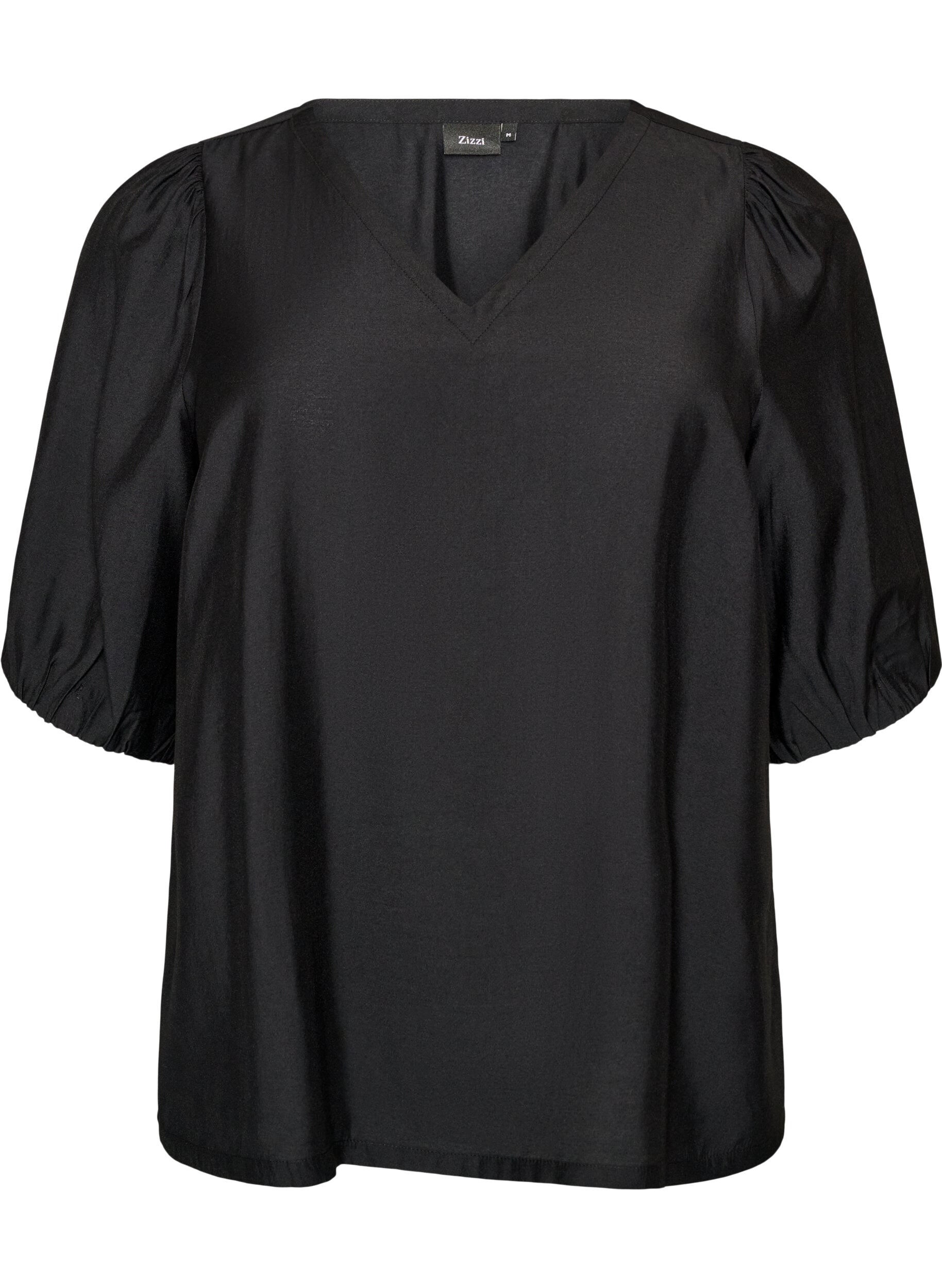 Viskosebluse med V-hals