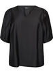 Viskosebluse med V-hals, Svart, Packshot image number 0