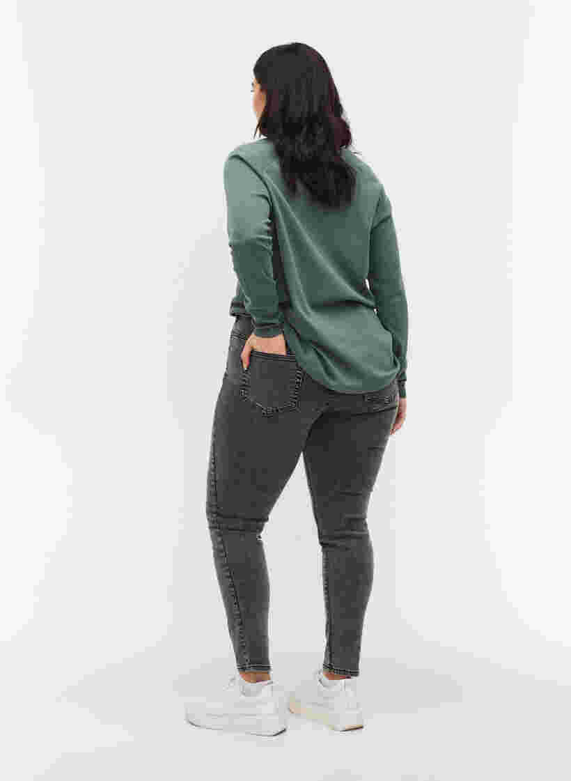 Super slim Amy jeans med høyt liv, Grey Denim, Model image number 1