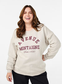 Genser med tekst foran, Beige Genser med tekst foran, Beige, Model