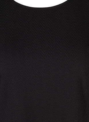 Bluse med struktur og 3/4-ermer, Black, Packshot image number 2