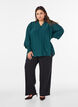 Bluse med rysjekrage og rynking, Gr&oslash;nn, Model image number 1