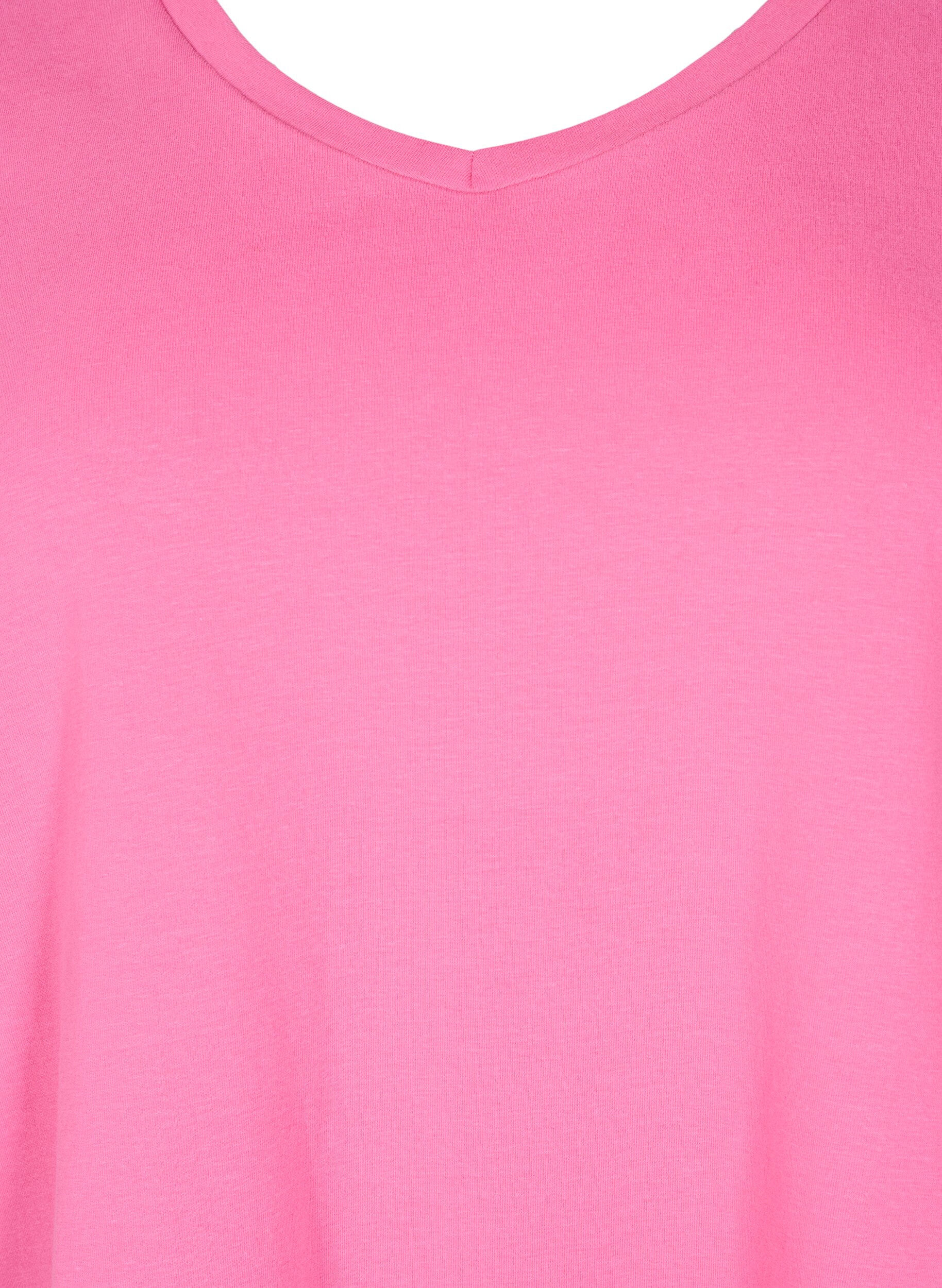 ZizziBasis enkel bomulls t-skjorte, Rosa, Packshot image number 2