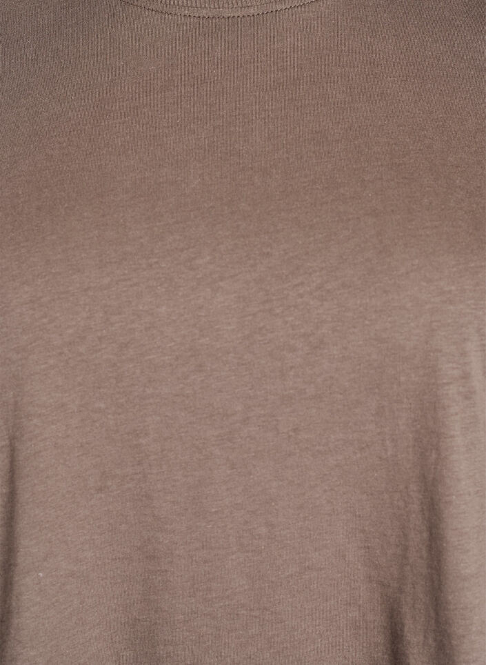 Basic T-skjorte i bomull med rund hals, Brun, Packshot image number 2