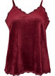 Velour topp med blonderkant, R&oslash;d, Packshot image number 0