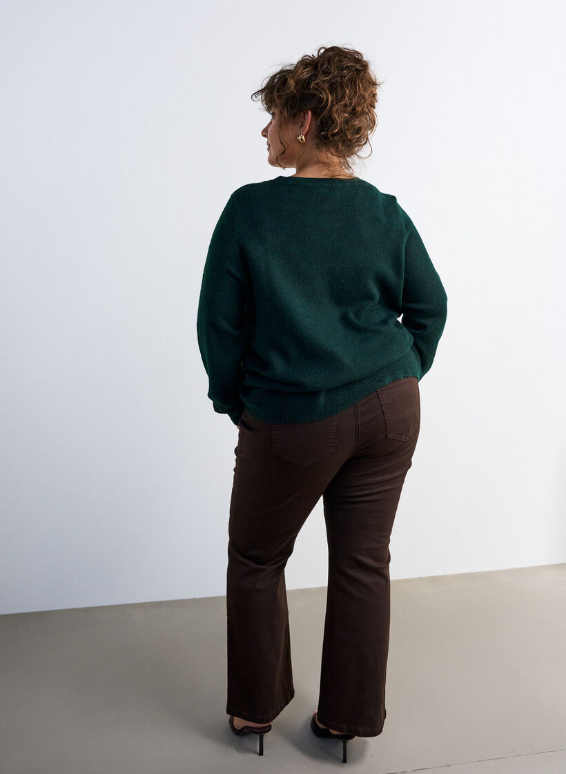 Strikkebluse med glittersl&oslash;yfe, Gr&oslash;nn, Model image number 2