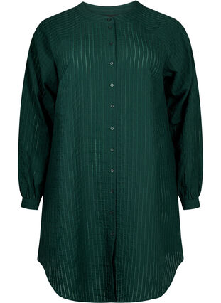 Lang viskose skjorte med stripete mønster, Scarab, Packshot image number 0