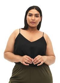 Topp med v-hals og stropper, Black, Model