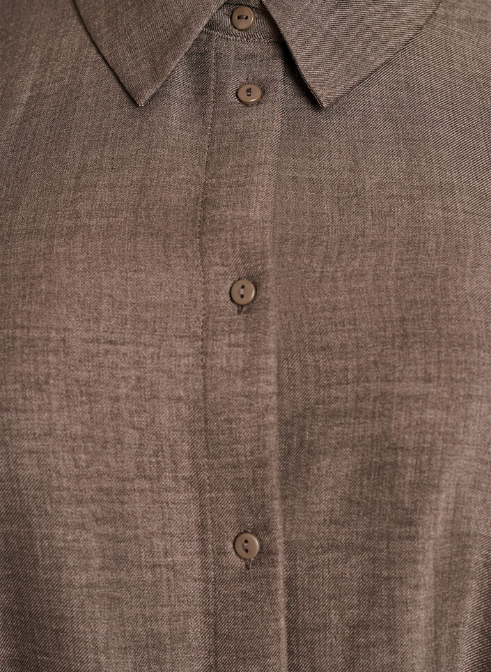 Skjortekjole i knelengde med bindebelte, Brun, Packshot image number 2