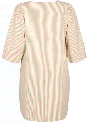 Zizzi Stripete kjole med trekvartlange ermer, Camel Stripe, Packshot image number 1