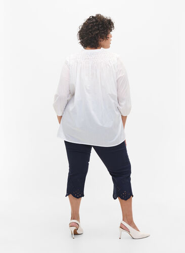 Knickers med broderi anglaise, Dark Blue, Model image number 0