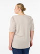 Bluse med knappedetaljer og korte puffermer, Beige, Model image number 2