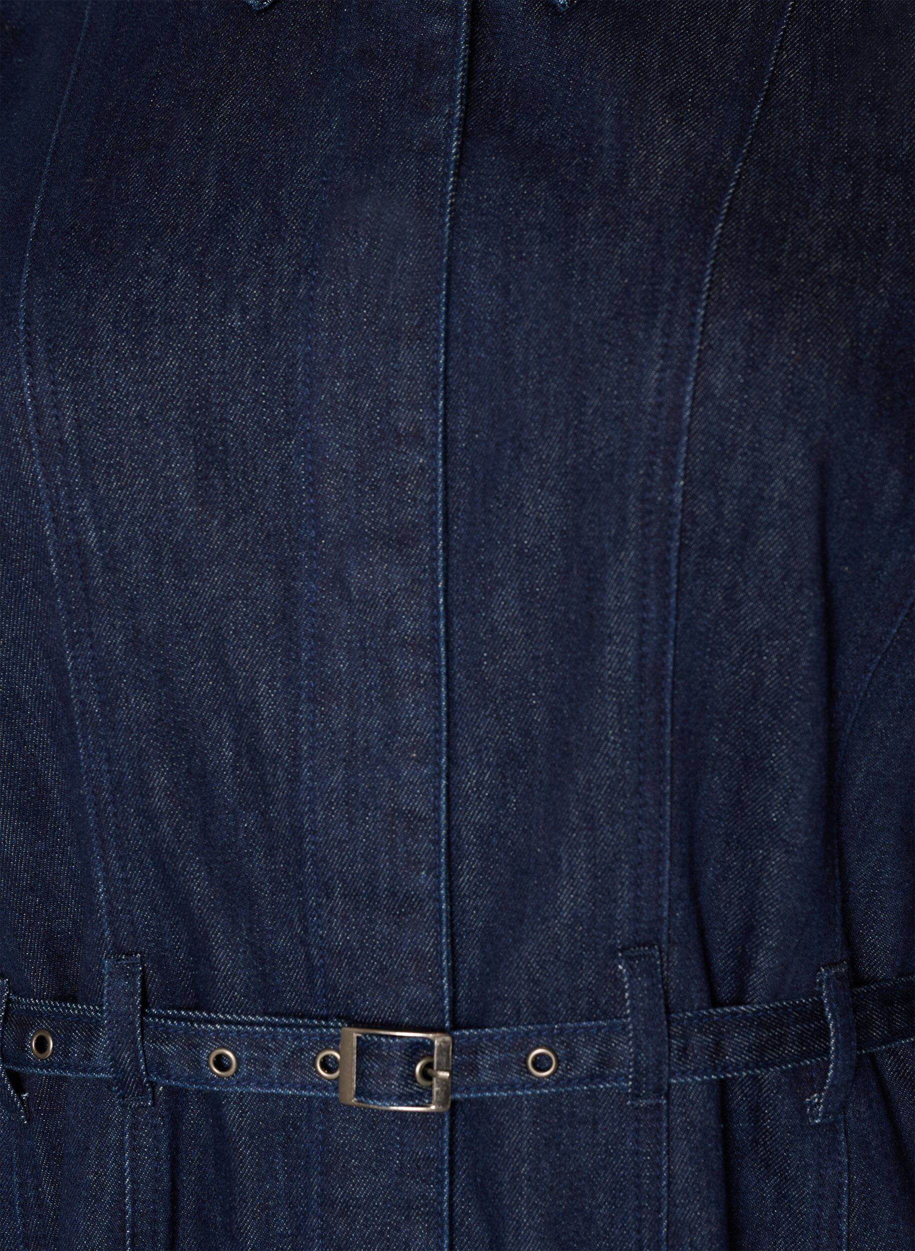 ZizziDenimkjole med belte og 3/4-ermer, Bl&aring;, Packshot image number 2