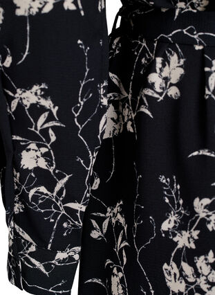Zizzi Langermet skjortekjole med knytebelte, Svart, Packshot image number 3