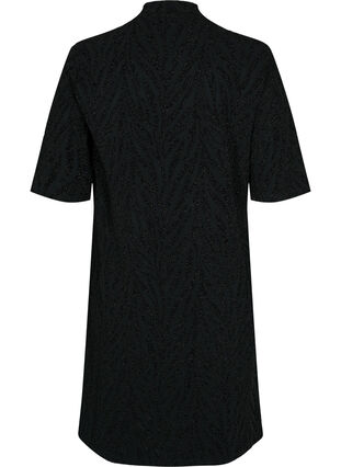Mønstrete kjole med glitter og korte ermer, Black/Black Lurex, Packshot image number 1