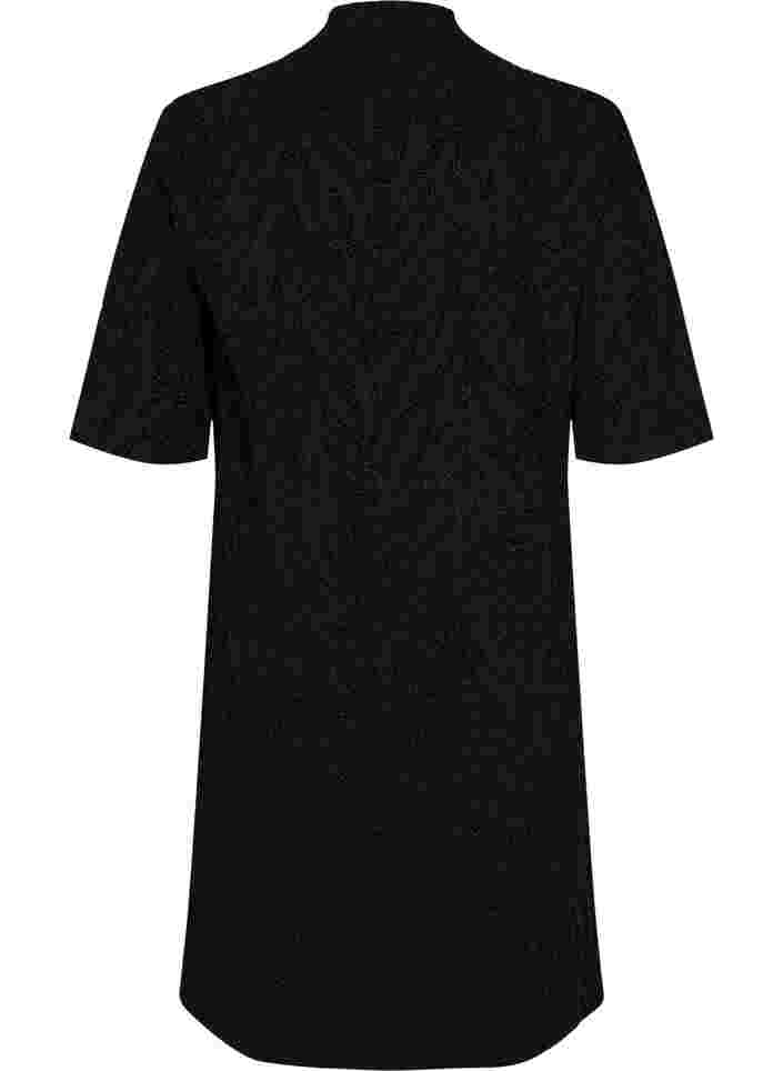 Mønstrete kjole med glitter og korte ermer, Black/Black Lurex, Packshot image number 1