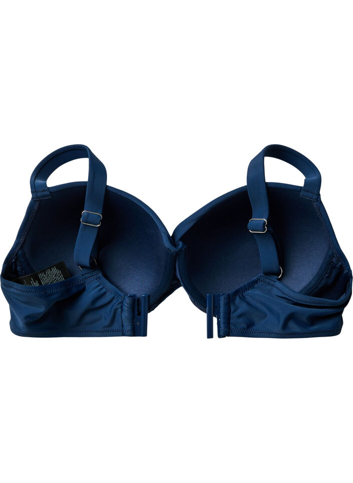 Bikinitopp med bøyler og drapering, Blå, Packshot image number 4